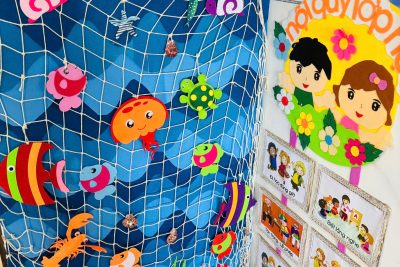 Công tác trang trí lớp, chuẩn bị cho năm học mới của các cô giáo Trường Mầm Non 18/3